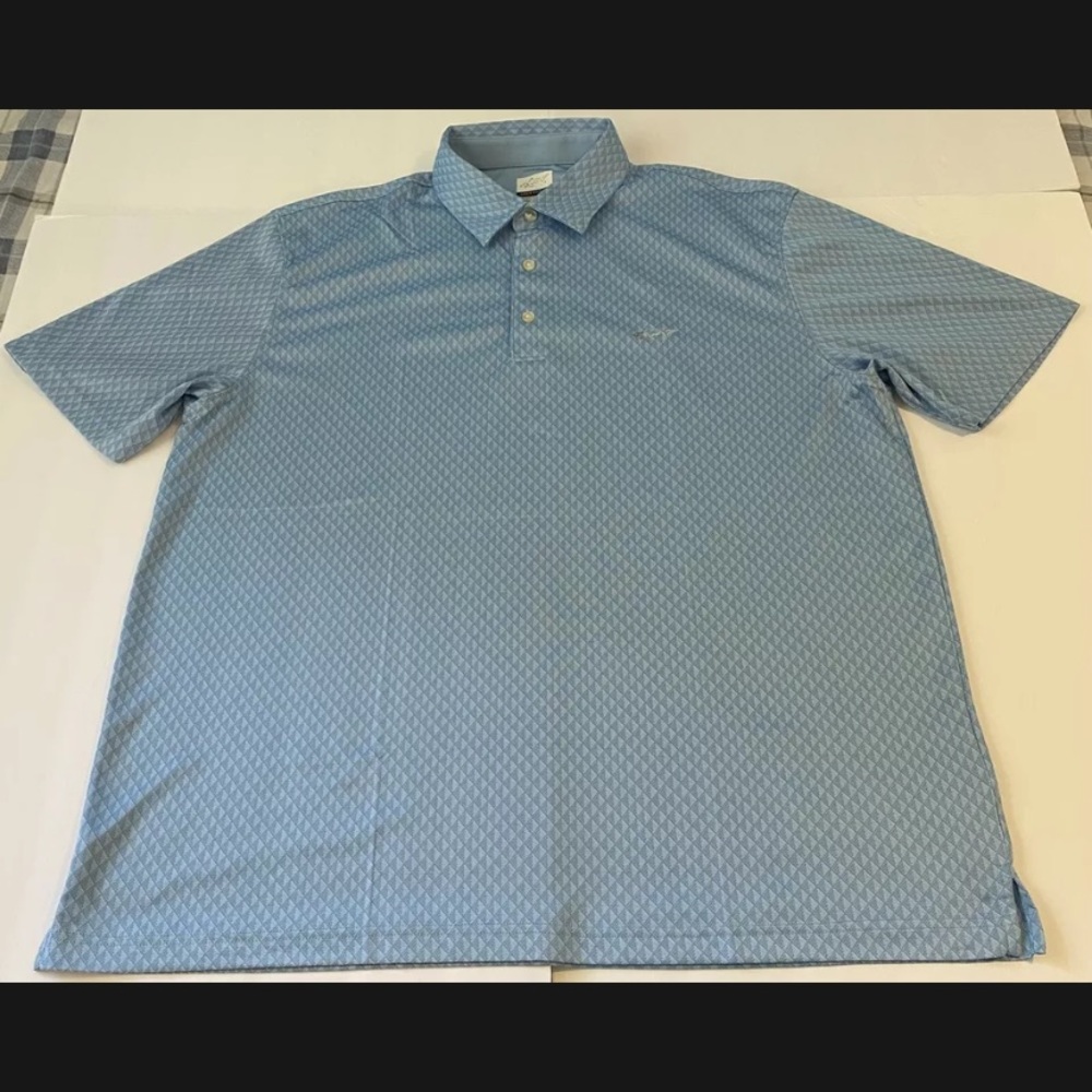 Greg Norman Play Dry Polo Shirt Men's 2XL Blue Short Sleeve Shark Logo